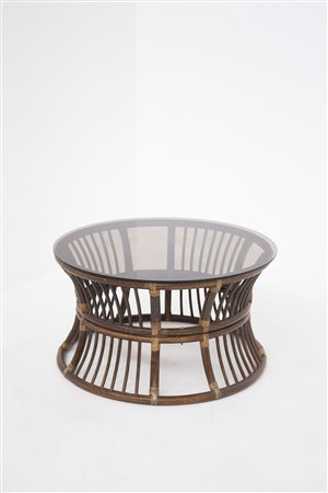 Rattan and bamboo coffee table. 1950s
