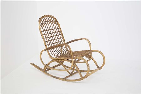 Bamboo rocking chair. Italy. 1950s