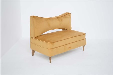 CESARE LACCA. Two seats velvet sofa. 1950s