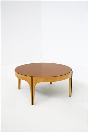Round table in glass and brass. FONTANA ARTE. 60s