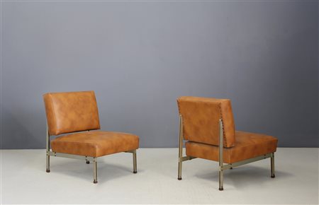 Two leather armchairs. Italy. 1960s