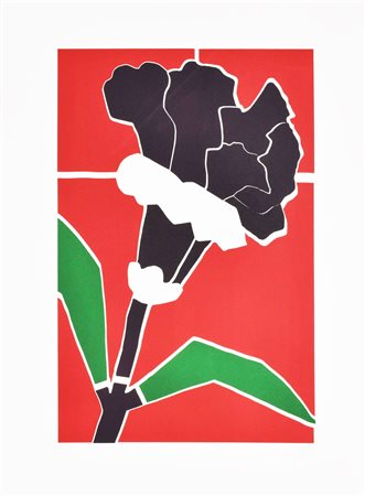 Ugo Nespolo FIORE incisione su carta, battuta cm 51,5x32,5, su foglio cm...