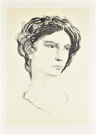 Pietro Annigoni RITRATTO litografia su carta, cm 70x50; es. 98/100 firma e...