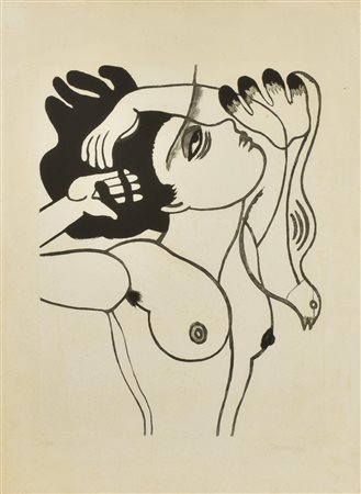 Guillaume Corneille NUDO FEMMINILE litografia su carta, cm 60x47, su foglio...