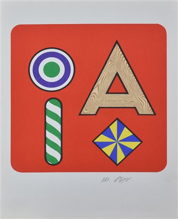 Lucio Del Pezzo LETTERA A riproduzione fotolitografica su cartoncino, cm...