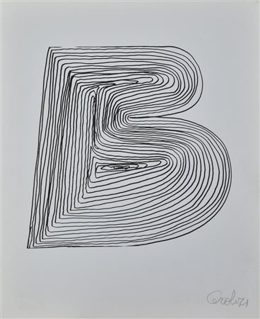 Mario Ceroli LETTERA B riproduzione fotolitografica su cartoncino, cm...