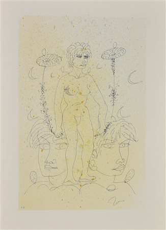 Tono Zancanaro FIGURA Litografia, mm 560x366, su foglio cm 70x50; es. PA