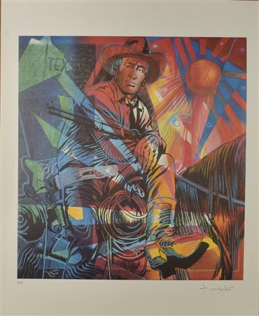 Luciano Proverbio TEX WILLER litografia su carta, cm 84x69, es. 69/99 firma...