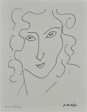 Henri Matisse RITRATTO FEMMINILE litografia su carta (d'apres), cm 43x33,5;...