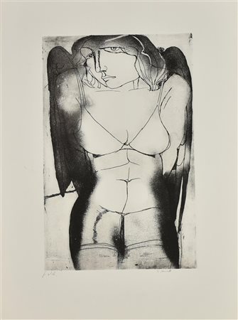 Fernando Farulli STUDIO PER L'ANNUNCIO Acquaforte acquatinta, mm 492x315, su...