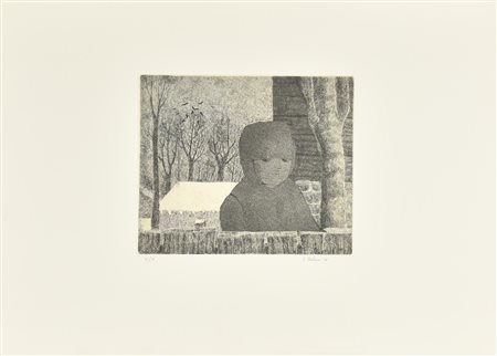 Enzo Bellini INVERNO incisione su carta, battuta cm 24,5x29,5, su foglio cm...