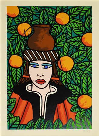 Ignoto FIGURA FEMMINILE serigrafia su carta, cm 69,5x49,5; es. 10/99...