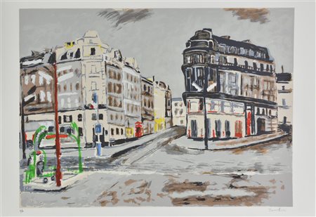 Orfeo Tamburi SCORCIO PARIGINO litografia su carta Fabriano, cm 50x70; es....