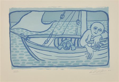 Giuseppe Viviani SCIROCCO litografia su carta, cm 32x44; es. prove firma,...