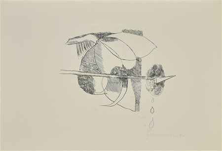 Alberto Gianquinto MAGNOLIA LANCIA NUVOLA E APE Acquaforte, mm 337x397, su...