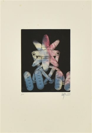 Renato Volpini SENZA TITOLO Acquaforte acquatinta e collage, mm 234x184, su...