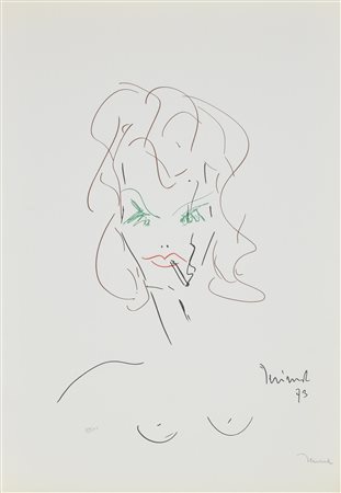 Harry Jelinek LA FUMATRICE litografia su carta, cm 68x48; es. 87/100 firma...