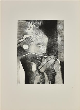 Fernando Farulli LA DONNA CON LA TORCIA Acquaforte acquatinta, mm 395x288, su...