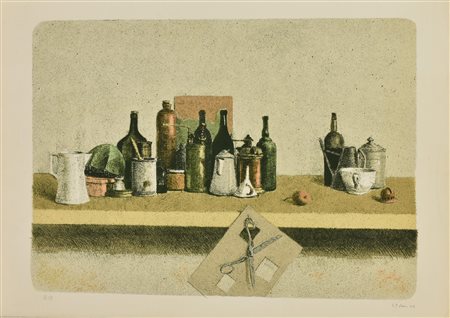 Ignoto NATURA MORTA serigrafia su carta, cm 49,5x69,5; es. IV/X firma, data,...