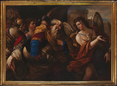 Angel guiding Lot’s family out of Sodom