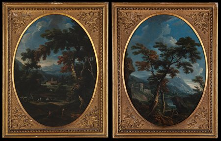 Pair of oval landscapes