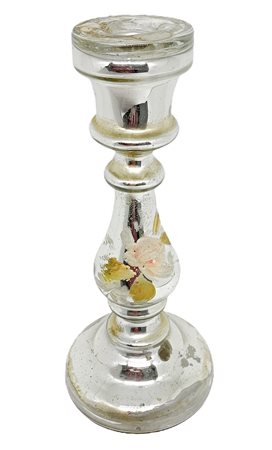 Candelabro in vetro di Murano argentato al mercurio.