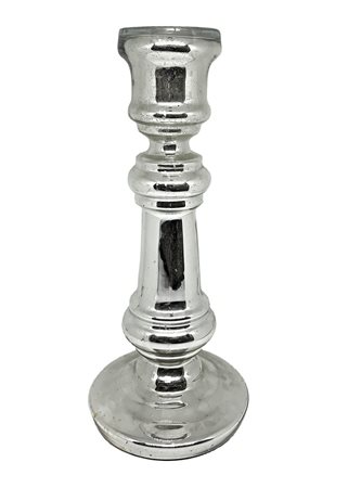 Candelabro in vetro di Murano argentato al mercurio.