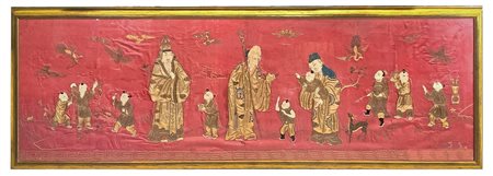 Arazzo in seta con personaggi, Cina