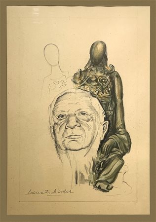 Volto di uomo con manichini