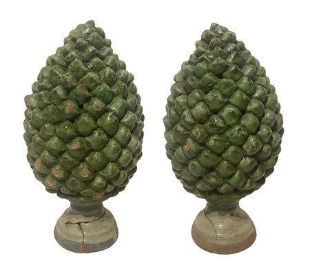 Coppia di pigne policrome di Caltagirone