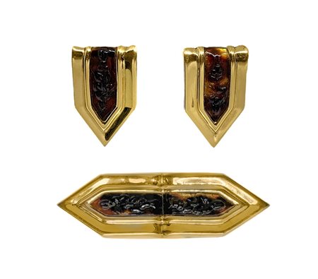 Spilla e orecchini stile Andrè Courrèges