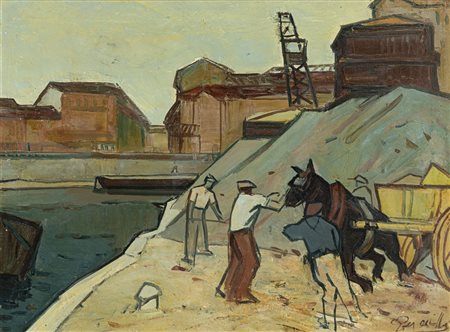 GIANCARLO PERELLI CIPPO (1923-2004) - Senza Titolo (Operai in darsena)