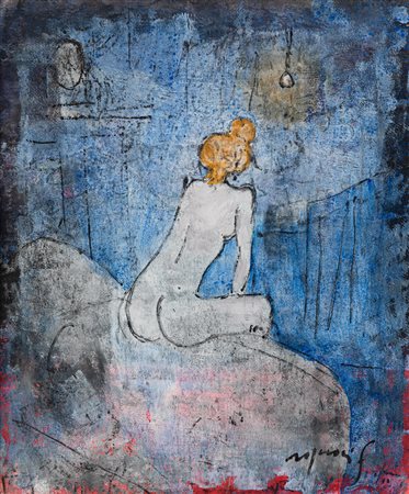 FRANCO ROGNONI (1913-1999) - Interno azzurro