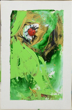 Mario Schifano SENZA TITOLO tecnica mista su tela, cm 30x20 sul retro: firma...