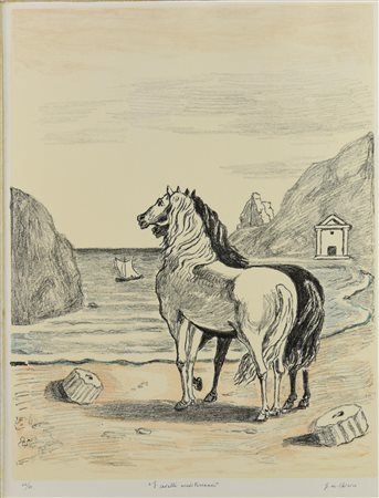 Giorgio De Chirico I CAVALLI MEDITERRANEI litografia, cm 71x53; es. 64/80...