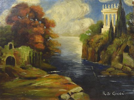 Scuola del XX secolo PAESAGGIO olio su tavola, cm 35x48 firma 'R.De Grada'...