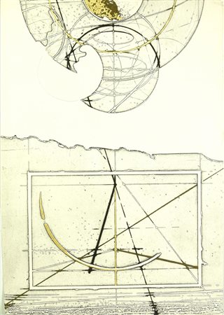 Walter Valentini COMPOSIZIONE incisione calcografica su carta, cm 110,5x73,5;...