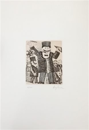 Franz Borghese PERSONAGGI acquaforte, cm 12x10, su foglio cm 35x25; es....