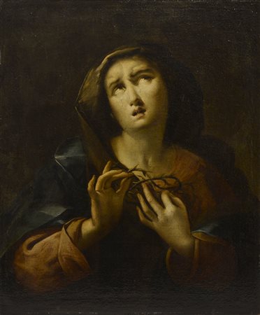 Scuola Lombarda del XVII secolo MADONNA CON CORONA DI SPINE olio su tela, cm...