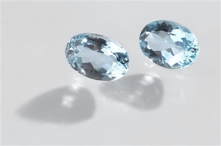 DUE ACQUEMARINE CT 5,14 E CT 6,58 di forma ovale, taglio composito, mm...