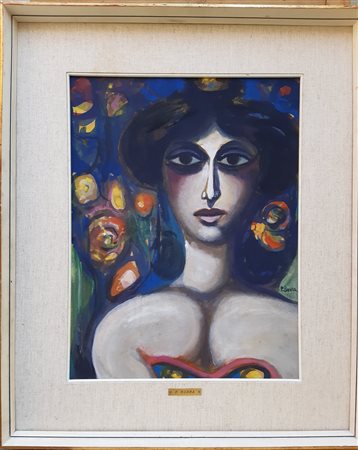Pompeo Borra, Modella tra i fiori, 1963
