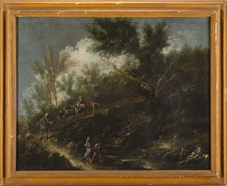 Seguace lombardo di Alessandro Magnasco, secolo XVIII

Paesaggio con viandanti