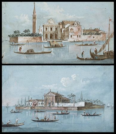 Giacomo Guardi Venezia, veduta dell'Isola di Santo Spirito; Venezia, veduta dell