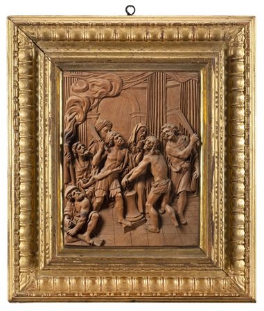 Filippo Porri "La Flagellazione di Cristo" altorilievo in legno finemente scolpi