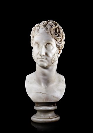Monti Gaetano (1776 - 1847) (attr.) Mezzo busto in marmo su base tornita