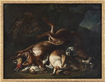 Alessandro Gori Cacciagione
Olio su tela, cm 74x97,5
Firmato in basso "Alessandr