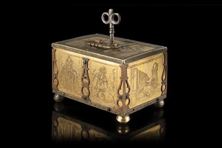 Michael Mann ( Norimberga 1589-1630 circa) Piccola scatola a forziere in rame do
