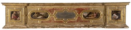 Scuola toscana del secolo XVI

Predella in legno intagliato e dorato con quattr
