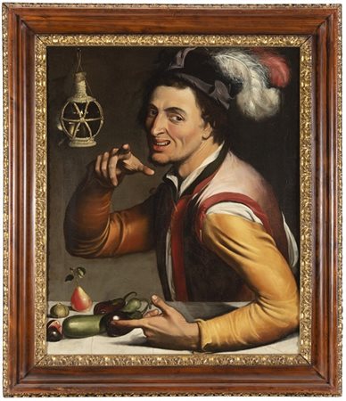 Maestro caravaggesco del secolo XVII

Ritratto di uomo con cappello piumato e c