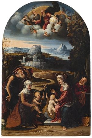Maestro dei Dodici Apostoli Sacra Famiglia con Sant'Elisabetta, San Giovannino,